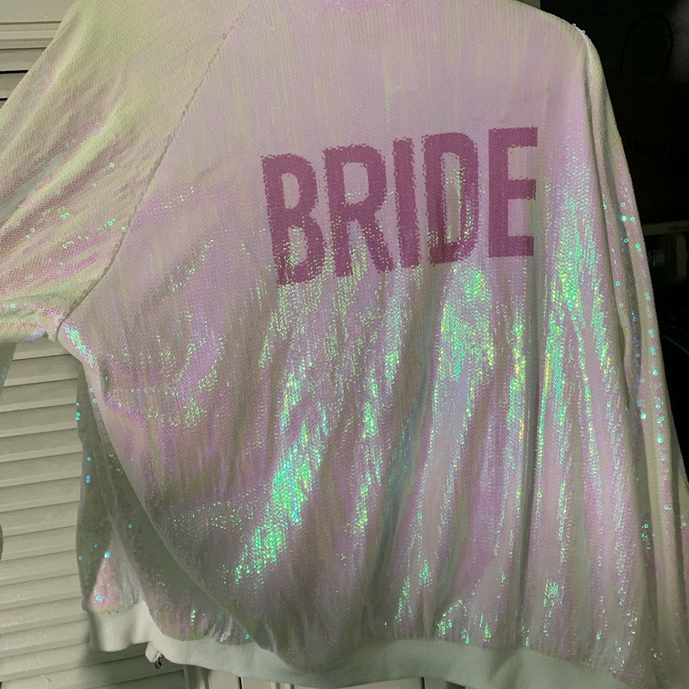 Bride Sequin Bomber Jacket - Iridescent Pink